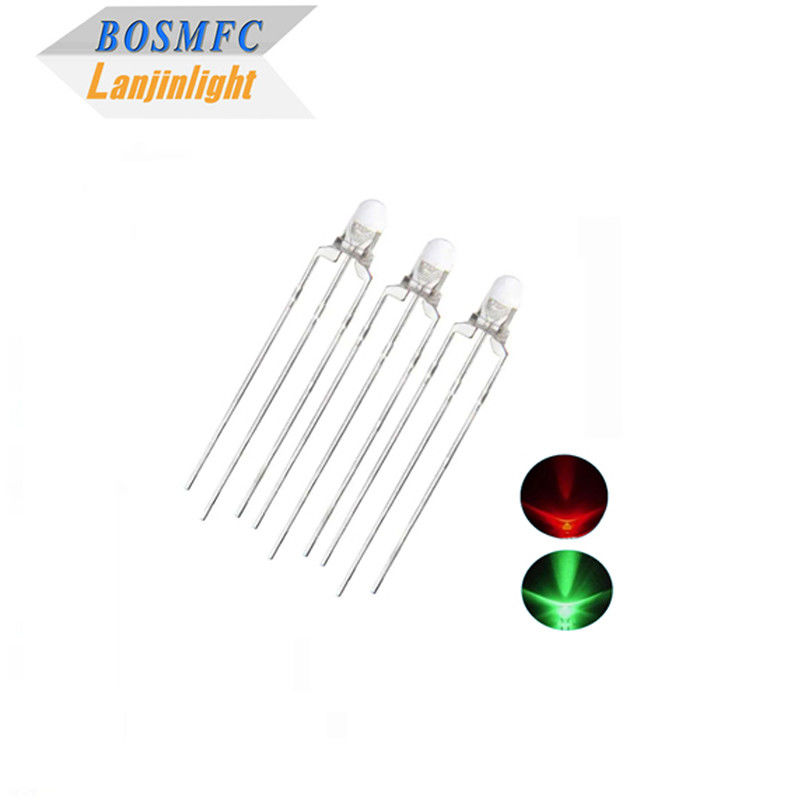 Bi couleur 3 mm à travers le trou LED multifonctionnel 20mA lumière rouge et verte
