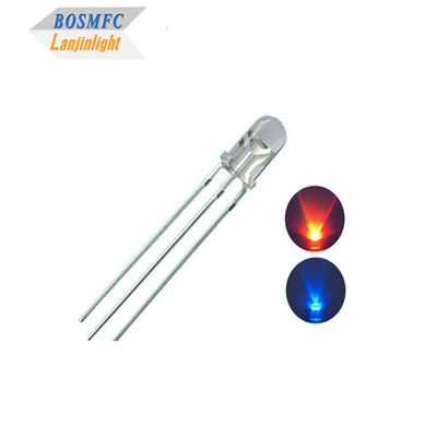1.8V-2.4V Diode LED à double couleur 5 mm à travers le trou Rouge Couleur bleue Haute luminosité